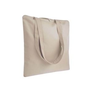 Shopper en coton 220 g/m, anses longues anses longues et fermeture avec zip