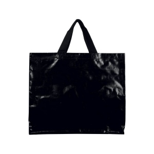 Shopper avec soufflet en PP laminé 120g/m2, anses longues en ruban 25