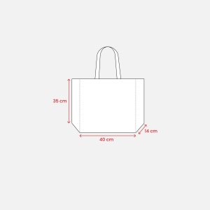 Shopper avec soufflet en PP laminé 120g/m2, anses longues en ruban 28