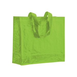 Shopper avec soufflet en PP laminé 120g/m2, anses longues en ruban