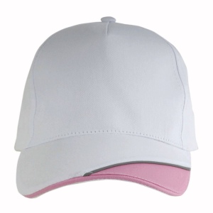 Casquette en coton, 5 panneaux avec partie colorée sur la visière et bande réfléchissante, 4