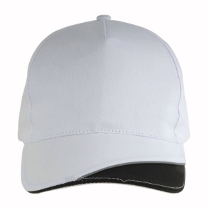 Casquette en coton, 5 panneaux avec partie colorée sur la visière et bande réfléchissante, 5