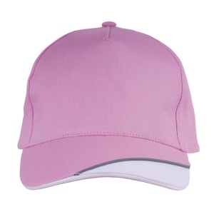 Casquette en coton, 5 panneaux avec partie blanche sur la visière et bande réfléchissante, 5