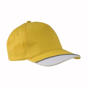 Casquette en coton, 5 panneaux avec partie blanche sur la visière et bande réfléchissante, 3
