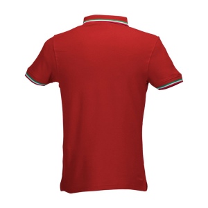Polo 100% coton piqué 180g/m2, mancese courtes, bordures tricolores et fermeture avec 2 bo 7