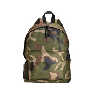 Sac à dos en polyester 600D avec 3 poches, dont une latèrale en filet. Bretelles réglables 3