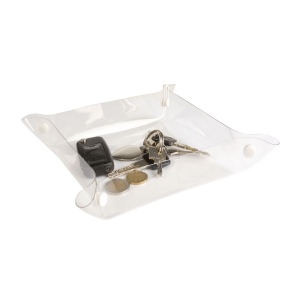 Vide-poche, porte-objet en simili cuir (PVC) carré 23x23 cm avec boutons en métal 3