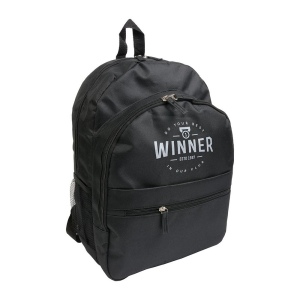 Sac à dos en polyester 600 D avec 6 poches dont 2 latérales en filet. Poche frontale 21