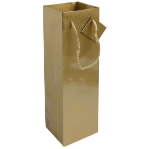 Shopper avec soufflet porte-bouteille en carte laminée 157 g/m2 avec renforcement au fond,