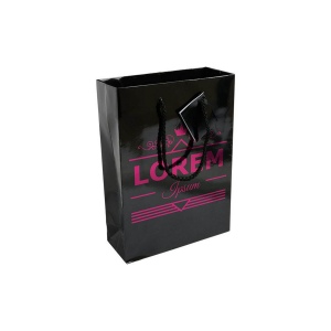 Shopper avec soufflet en carte laminée 157 g/m2 avec renforcement à la base, anses en cord 16