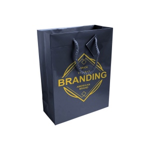 Shopper avec soufflet en carte laminée 157g/m2 avec renforcement au fond, anses en corde e 12