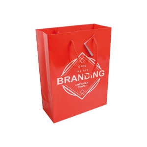 Shopper avec soufflet en carte laminée 157g/m2 avec renforcement au fond, anses en corde e 14