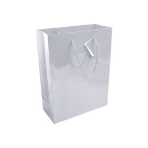 Shopper avec soufflet en carte laminée 157g/m2 avec renforcement au fond, anses en corde e 7