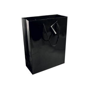 Shopper avec soufflet en carte laminée 157g/m2 avec renforcement au fond, anses en corde e 6