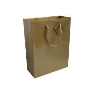 Shopper avec soufflet en carte laminée 157g/m2 avec renforcement au fond, anses en corde e