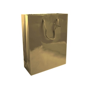 Shopper avec soufflet en papier laminé 157 g/m2 avec renforcement au fond, anses en corde