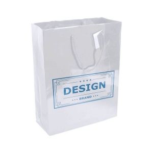 Shopper avec soufflet en papier laminé 157 g/m2 avec renforcement au fond, anses en corde 18