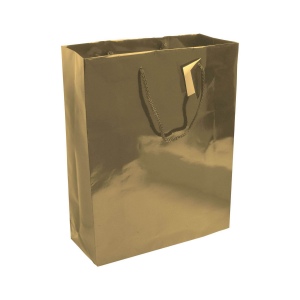 Shopper avec soufflet en papier laminé 157 g/m2 avec renforcement au fond, anses en corde