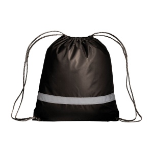 Sac à dos en polyester 210T avec bande réfléchissante, fermeture réglable à cordon 12