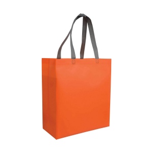 Shopper avec soufflet en TNT laminé 100g/m2 thermosoudé, anses longues 20