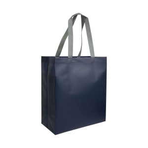 Shopper avec soufflet en TNT laminé 100g/m2 thermosoudé, anses longues 26
