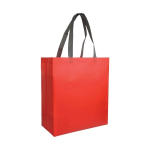 Shopper avec soufflet en TNT laminé 100g/m2 thermosoudé, anses longues 29