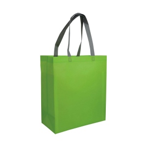 Shopper avec soufflet en TNT laminé 100g/m2 thermosoudé, anses longues 12