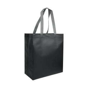 Shopper avec soufflet en TNT laminé 100g/m2 thermosoudé, anses longues 32