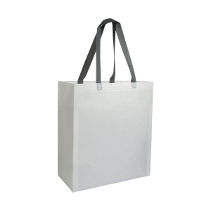 Shopper avec soufflet en TNT laminé 100g/m2 thermosoudé, anses longues 35