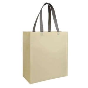 Shopper avec soufflet en TNT laminé 100g/m2 thermosoudé, anses longues 15