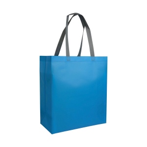 Shopper avec soufflet en TNT laminé 100g/m2 thermosoudé, anses longues 17