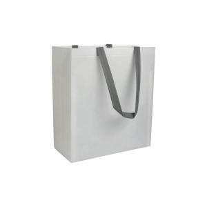 Shopper avec soufflet en TNT laminé 100g/m2 thermosoudé, anses longues 10