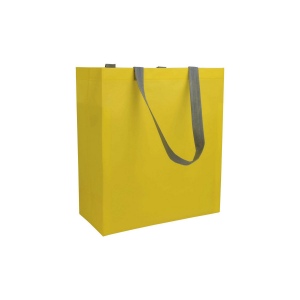 Shopper avec soufflet en TNT laminé 100g/m2 thermosoudé, anses longues 6