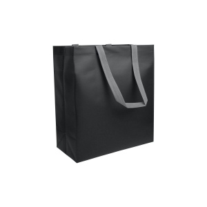 Shopper avec soufflet en TNT laminé 100g/m2 thermosoudé, anses longues 9