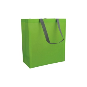Shopper avec soufflet en TNT laminé 100g/m2 thermosoudé, anses longues