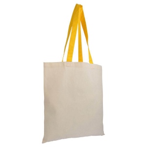 Shopper en coton naturel 135 g/m2, anses longues colorées 20