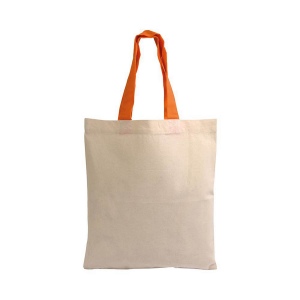 Shopper mini en coton naturel 135 g/m2, anses courtes colorées 12