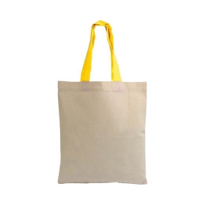 Shopper mini en coton naturel 135 g/m2, anses courtes colorées 15