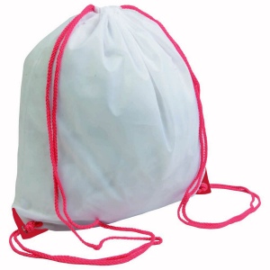 Sac à dos blanc en polyester 210T avec fermeture réglable à cordon, angles renforcés 3