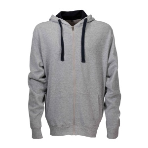 Sweat homme à fermeture éclair 60% coton, 40% polyester 20 g/m2 avec capuche et 2 poches f 2