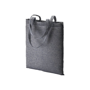 Shopper en coton recyclé  150 g/m, effet mélange, anses longues 10
