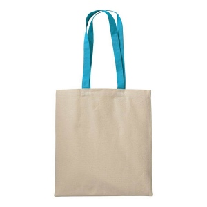 Shopper en coton naturel 220 g/m2, anses longues colorées 10