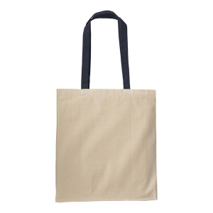 Shopper avec soufflet en coton naturel 220g/m2, anses longues colorées 19