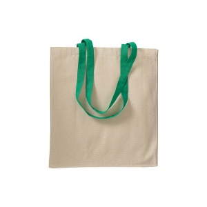 Shopper avec soufflet en coton naturel 220g/m2, anses longues colorées 21