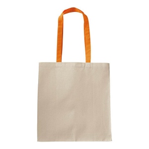 Shopper avec soufflet en coton naturel 220g/m2, anses longues colorées 13