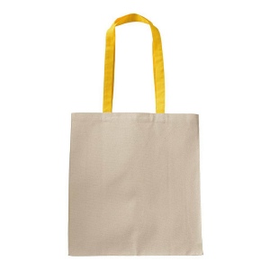 Shopper avec soufflet en coton naturel 220g/m2, anses longues colorées 16