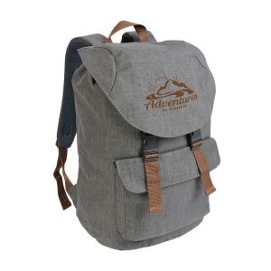 Sac à dos en polyester bicolore effet mélangé avec 2 poches. Dos rembourré 8