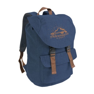 Sac à dos en polyester bicolore effet mélangé avec 2 poches. Dos rembourré 10