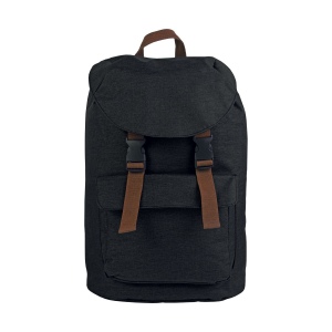 Sac à dos en polyester bicolore effet mélangé avec 2 poches. Dos rembourré 11