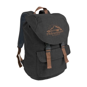 Sac à dos en polyester bicolore effet mélangé avec 2 poches. Dos rembourré 12
